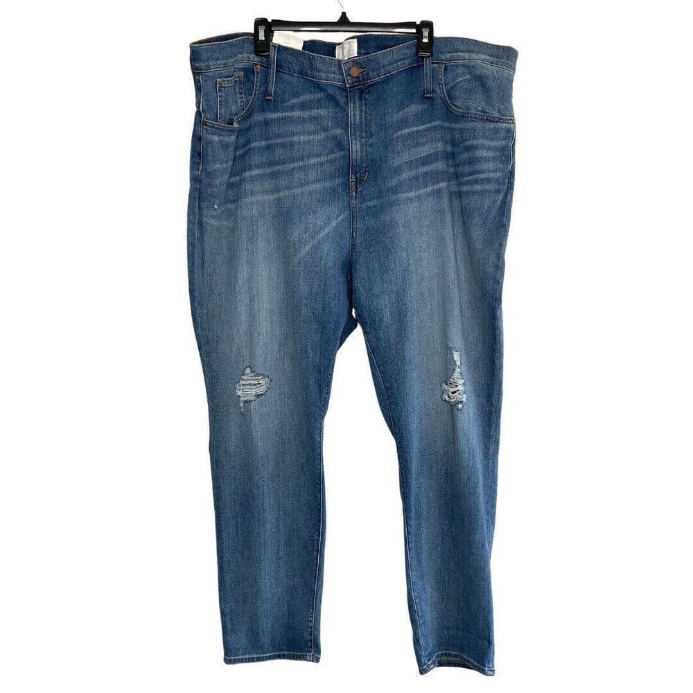 CASLON Womens Arden High Waisted Boyfriend Denim Jeans NEW Distressed Stretch 48